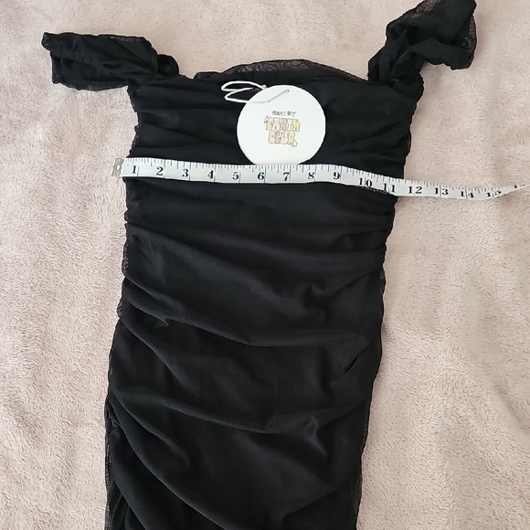 Princess Polly Black Bodycon Mini Dress with Puff Cap Sleeves - Picture 8 of 9